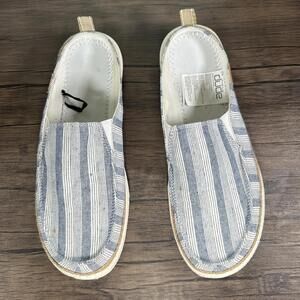 Hey Dude Women’s Blue White Striped Casual Slip-On Shoes Size 11 Comfort